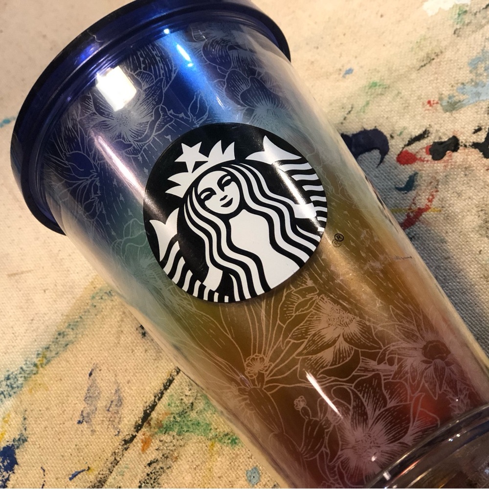 🌸STARBUCKS Ombre Rainbow Pride Cactus Flower Tumbler Cup 16oz NO Straw Grande 🌵